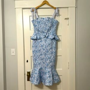 Antonio Melani Blue Floral Peplum Dress, Size 12